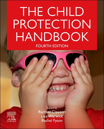 Book cover of “The Child Protection Handbook” (Fourth Edition), featuring a child wearing sunglasses.