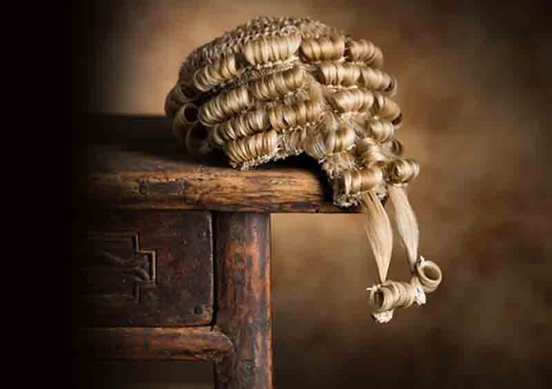 traditional British judge’s or barrister’s wig