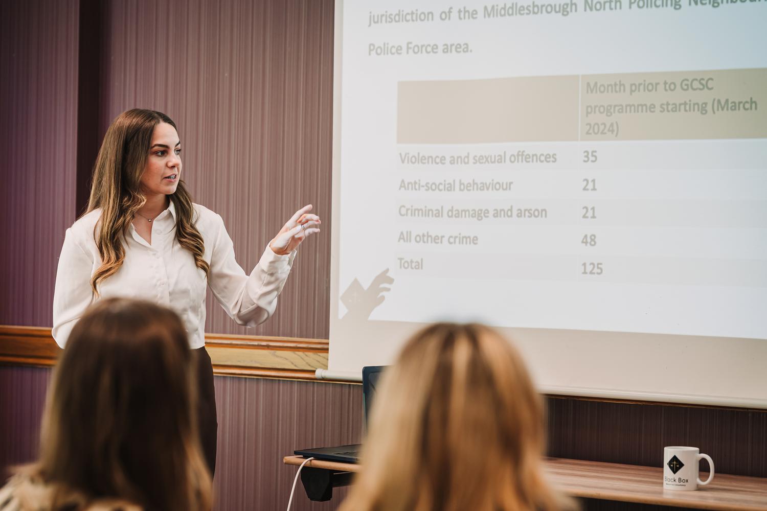 Black Box Research & Consultancy facilitator leading a session on crime trends and behaviours.