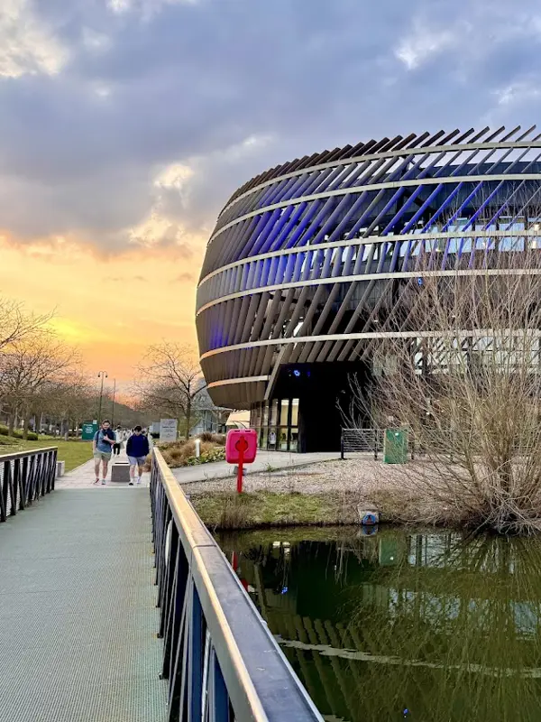 Sun sets behind main DiNG venue the Ingenuity Centre